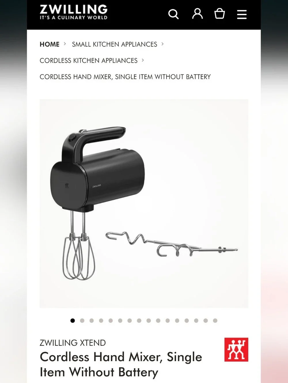 Zwilling - NWT Xtend Cordless Hand Mixer Set - WITHOUT BATTERY VERSION